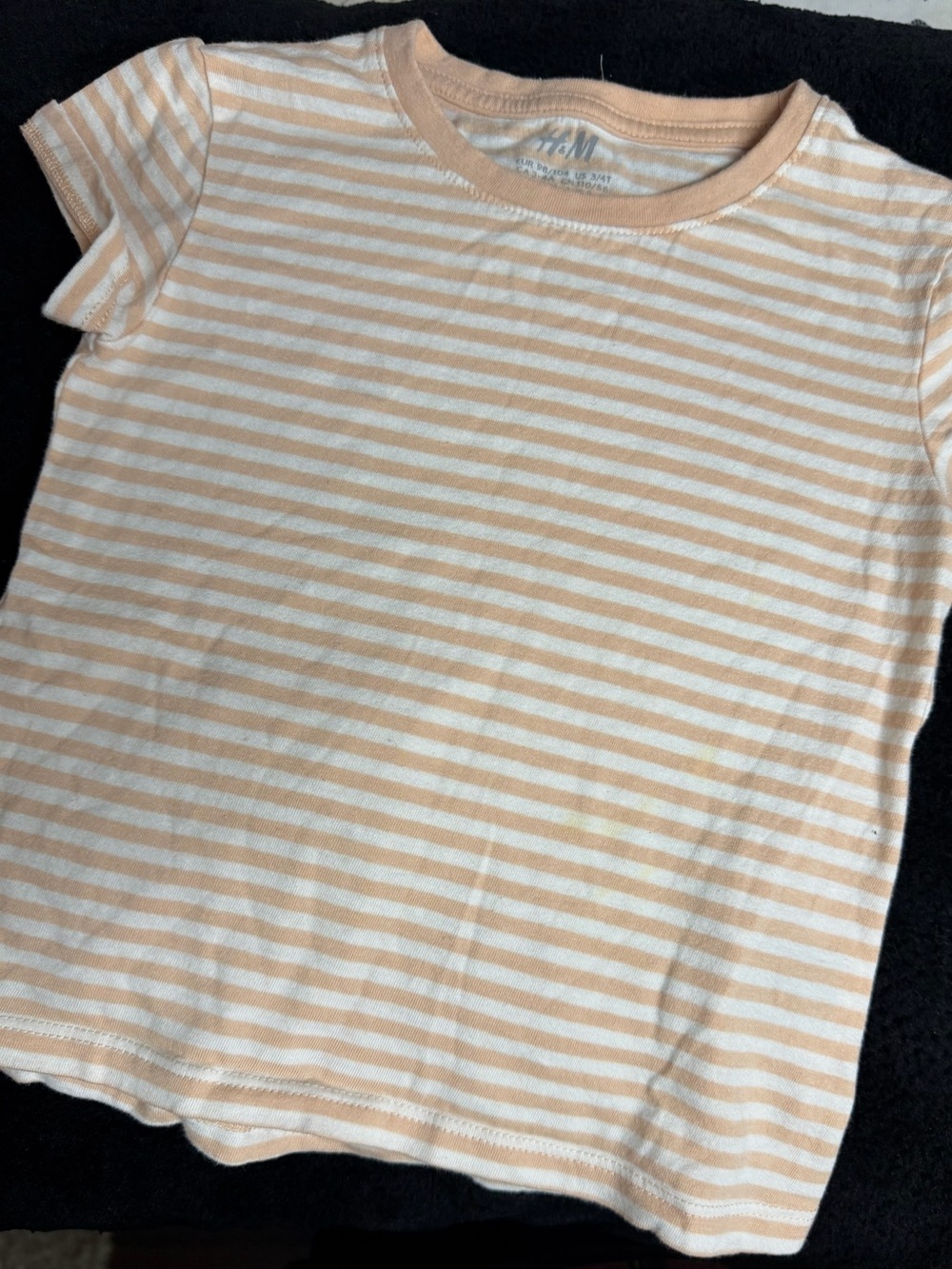 H&M Peach & White Striped Short Sleeve Tee